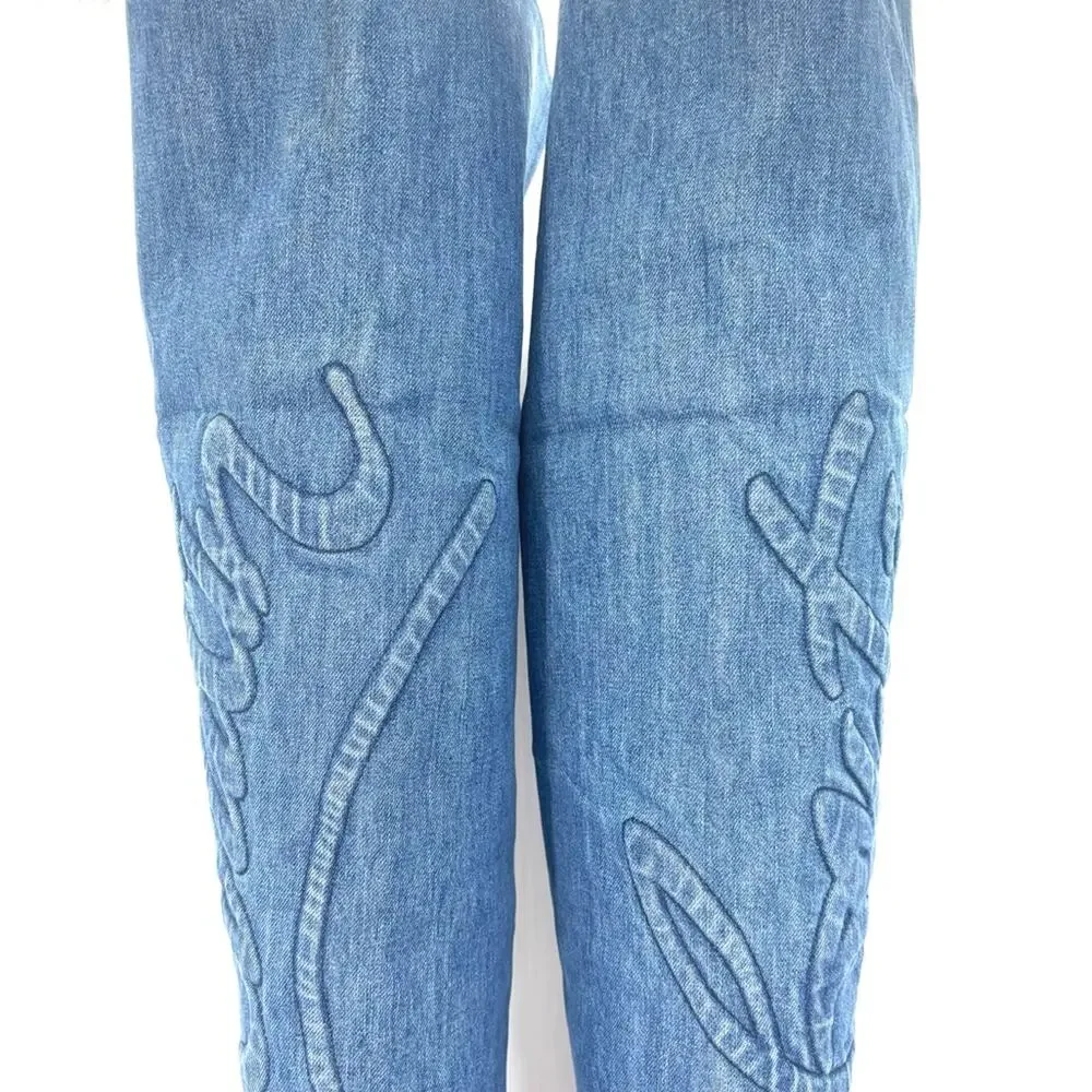 Christian Louboutin Kate Botta Alta 100 Loubi Jeans Thigh High Boots 36.5